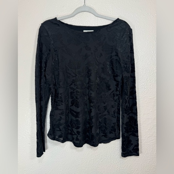 Sundance Black Velvet Textured Floral Long Sleeve Top Women’s Size Small - Picture 1 of 11